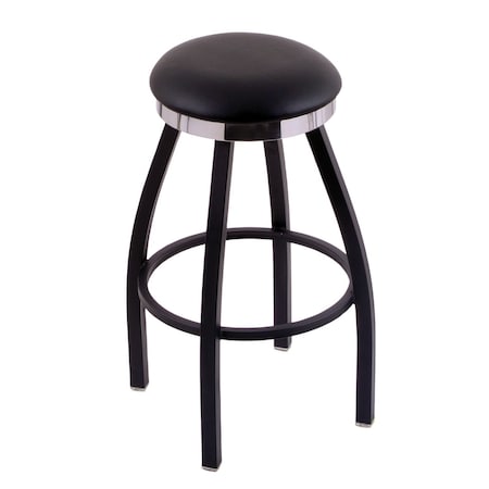 Holland Bar Stool Co 25" Counter Stool, Black Wrinkle, Vinyl Seat, Accent Ring, 360 Swivel C8B2C25BlkVinyl